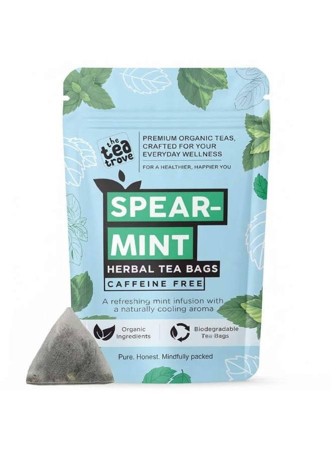 the tea trove Organic Spearmint Herbal Tea Bags - 40 Eco-Friendly Tea Bags (Pack Of 1), 0.04 Kg - Image 1