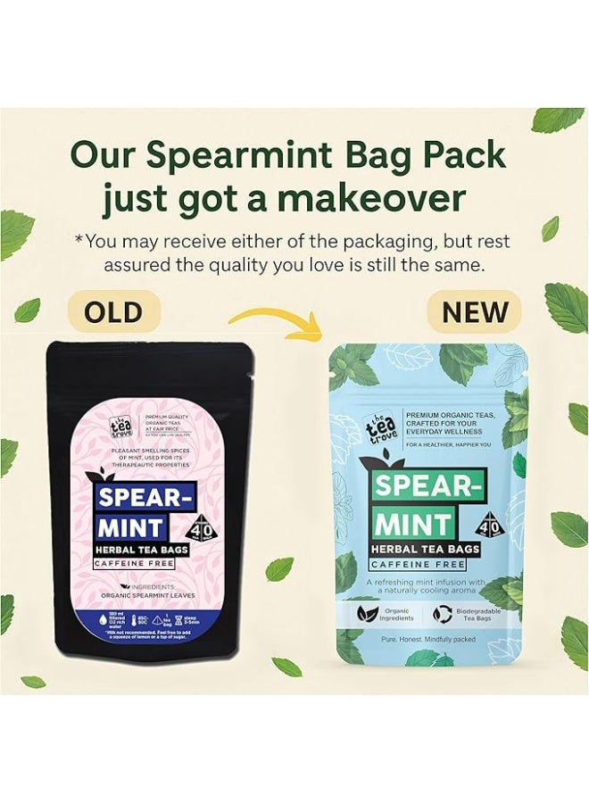 the tea trove Organic Spearmint Herbal Tea Bags - 40 Eco-Friendly Tea Bags (Pack Of 1), 0.04 Kg - Image 2