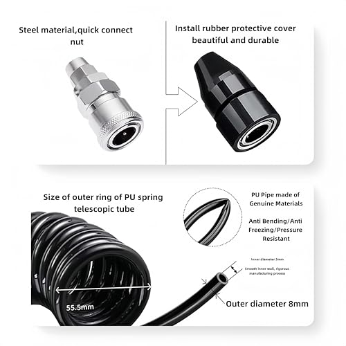 OUKENS Car Air Pump Extend Hose, PS20 Female Plug Inflator Extension Tube for American Tire Nozzle Car Motorcycle (700cm/23ft) - Image 5