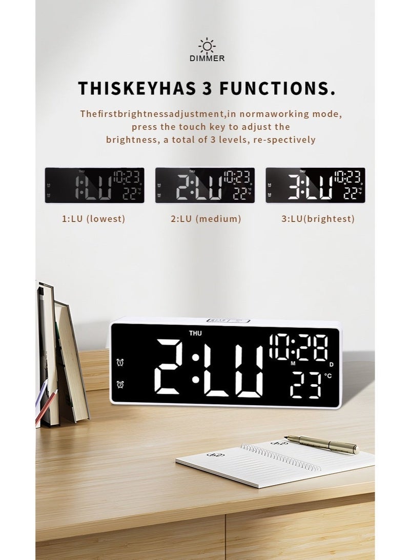 LED Digital Alarm Clock Touch Control Large Display Dual Power battery and plug-in dual-use Desk Clock with Temperature Display - Image 5