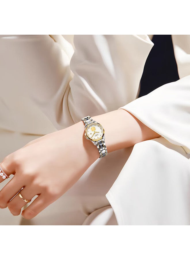 ROSDN Ros Dn Gold Watch For Women, 999 Pure Gold With Real Diamonds, Birthday And New Year Gift, Brand Ladies' Mechanical Watch, Top Te - Image 2