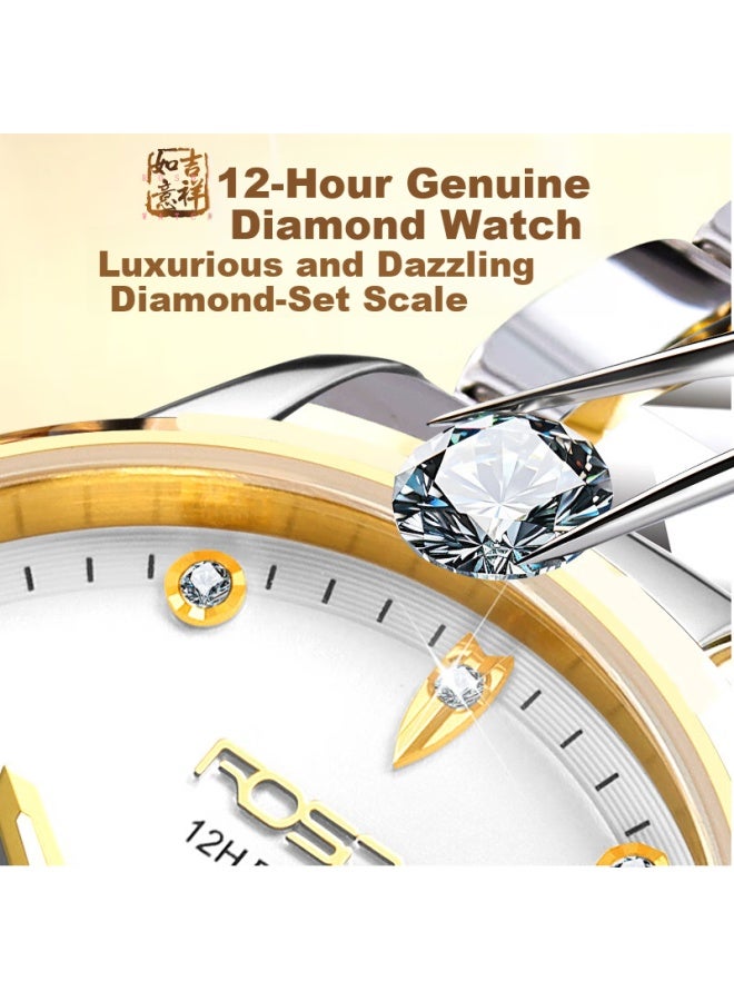 ROSDN Ros Dn Gold Watch For Women, 999 Pure Gold With Real Diamonds, Birthday And New Year Gift, Brand Ladies' Mechanical Watch, Top Te - Image 3