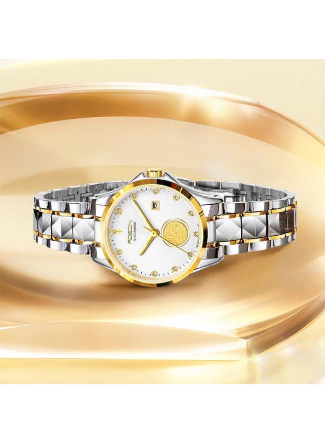ROSDN Ros Dn Gold Watch For Women, 999 Pure Gold With Real Diamonds, Birthday And New Year Gift, Brand Ladies' Mechanical Watch, Top Te - Image 5