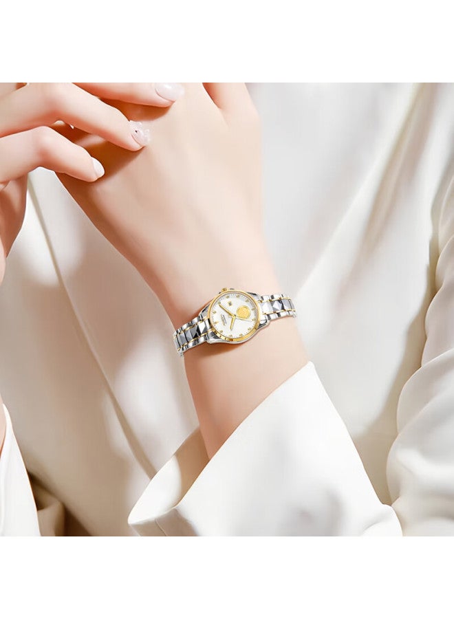 ROSDN Ros Dn Gold Watch For Women, 999 Pure Gold With Real Diamonds, Birthday And New Year Gift, Brand Ladies' Mechanical Watch, Top Te - Image 4