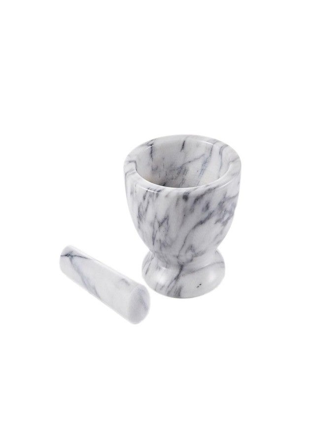 JEmarble Mortar and Pestle Set 6.75x5 inch, Natural Stone Surface Polished for Easy Cleaning, Heavy/Durable/Elegant (White)(Premium Quality) - Image 1