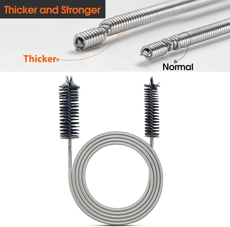 RayTour Extra-Thick Drain Brush with Stronger Spring 61-Inch Stainless Steel and Nylon Pipe Cleaner for Flexible, Curved & Slim Holes, Stronger Spring Version - Image 5