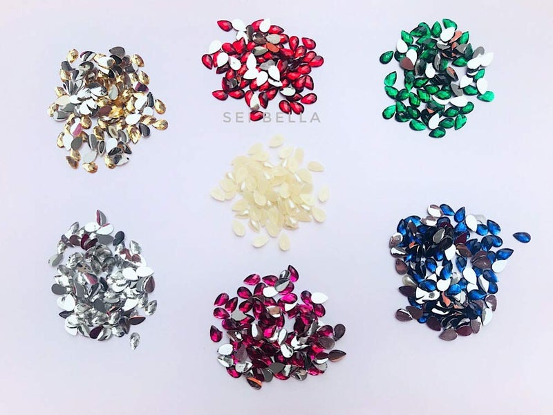 Sei Bella Drop Shape Crystal Edged KundansStones for Jewellery MakingDecorating CraftsPack of 700 Pieces7 Colors