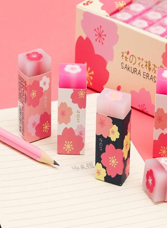 SquarezhenBo 3Pcs Pink Lovely Cherry Blossoms Rubber Erasers Sakura Petal Sketch Painting Pencil Correction Tool School Office Stationery Supply Standard Pencil Erasers Correction Products - Image 3