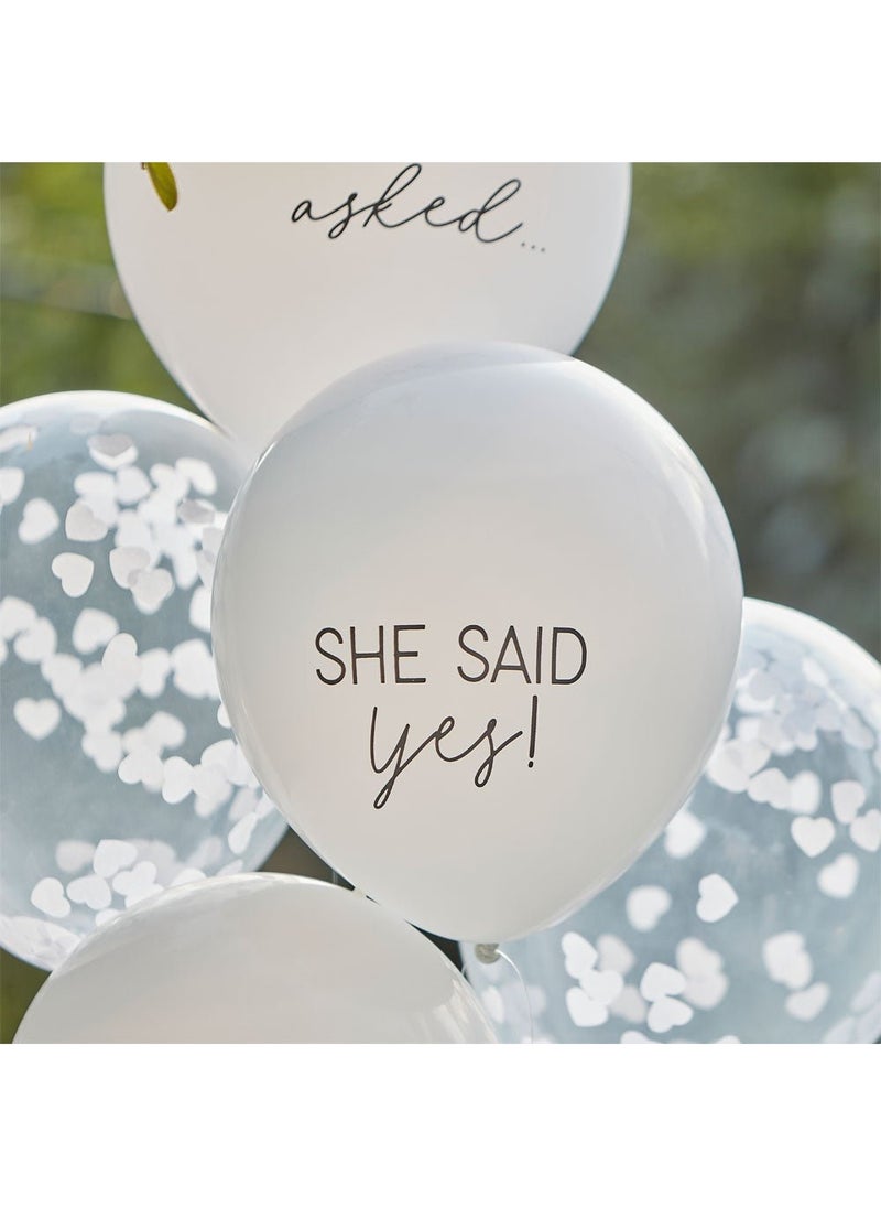 Ginger Ray She Said Yes Balloon Bouquet White Beige 5-Pack - Image 2