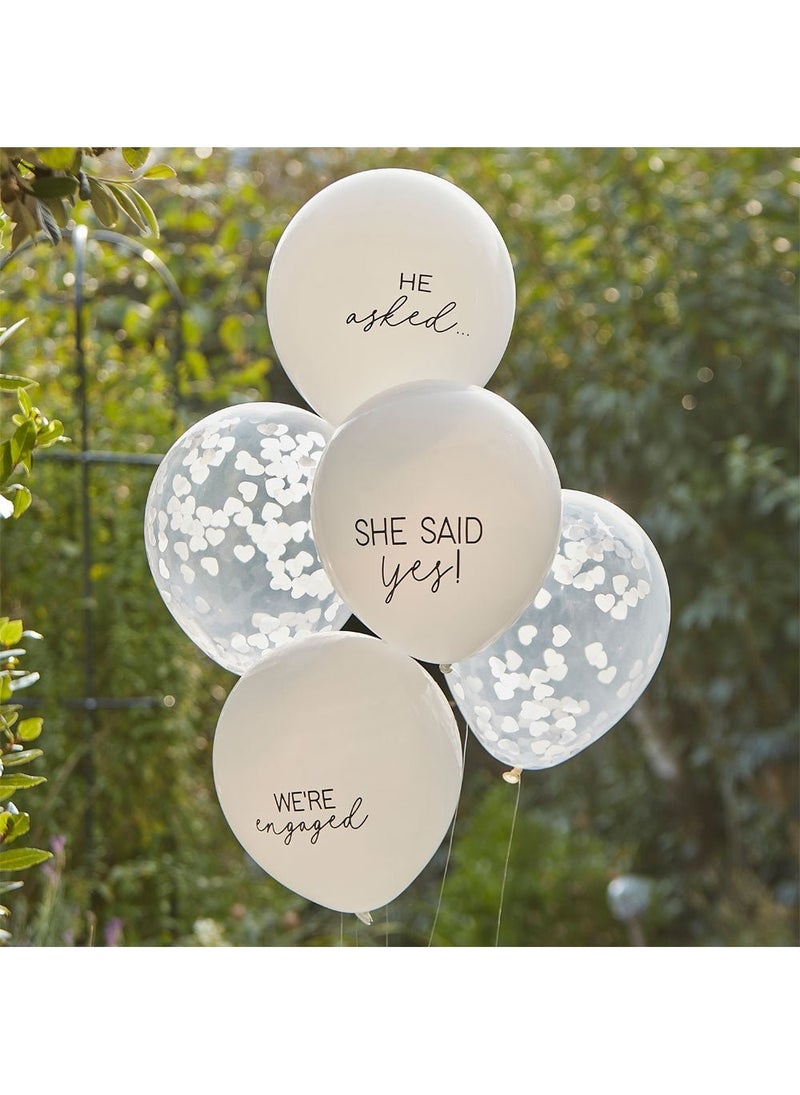 Ginger Ray She Said Yes Balloon Bouquet White Beige 5-Pack - Image 3