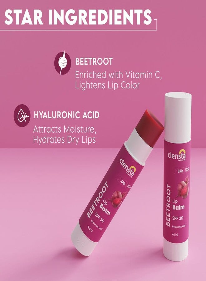 Clensta بلسم شفاه كلينستا من الشمندر مع حمض الهيالورونيك SPF 30 مع الشمندر وحمض الهيالورونيك للترطيب، يرطب ويخفف الشفاه الداكنة للنساء والرجال 5 جرام (عبوة من 2) - Image 3