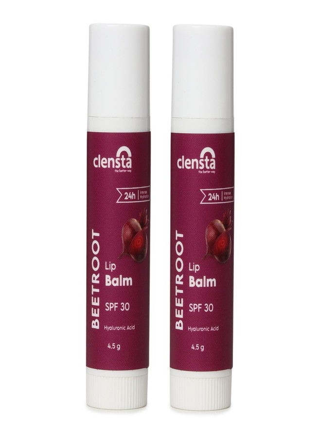 Clensta بلسم شفاه كلينستا من الشمندر مع حمض الهيالورونيك SPF 30 مع الشمندر وحمض الهيالورونيك للترطيب، يرطب ويخفف الشفاه الداكنة للنساء والرجال 5 جرام (عبوة من 2) - Image 1