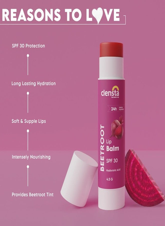 Clensta بلسم شفاه كلينستا من الشمندر مع حمض الهيالورونيك SPF 30 مع الشمندر وحمض الهيالورونيك للترطيب، يرطب ويخفف الشفاه الداكنة للنساء والرجال 5 جرام (عبوة من 2) - Image 5