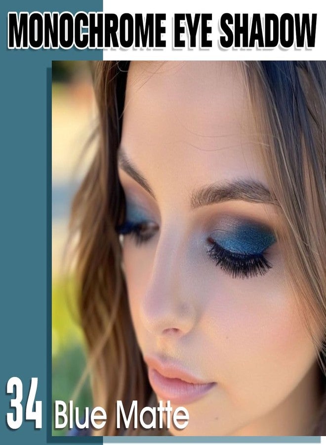 QIDSTERS Blue Matte Single Eyeshadow, Lightweight Blendable Mini Eye Shadow for Older Women, Monochrome Eyeshadow Palette Makeup Pigmented Waterproof, Vegan & Cruelty-Free, 34 - Image 2