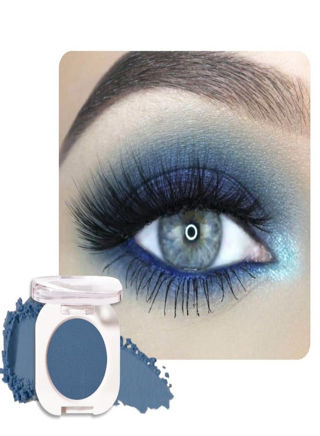 QIDSTERS Blue Matte Single Eyeshadow, Lightweight Blendable Mini Eye Shadow for Older Women, Monochrome Eyeshadow Palette Makeup Pigmented Waterproof, Vegan & Cruelty-Free, 34 - Image 1