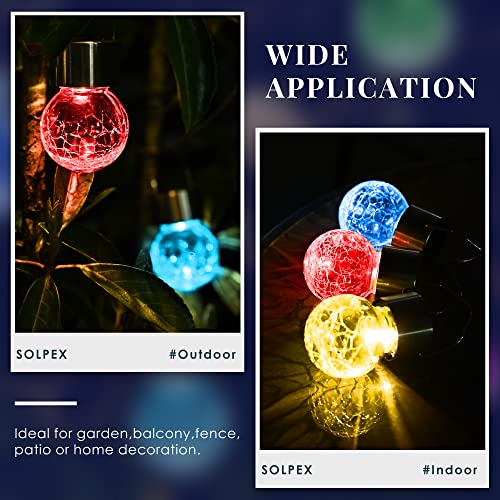 Solpex Hanging Solar Lights Outdoor, 8 Pack Decorative Cracked Glass Ball Light, Solar Powered Waterproof Globe Lighting, Hanging Globe Solar Lights for Garden, Yard, Patio, Lawn, Flower Bed - Image 5