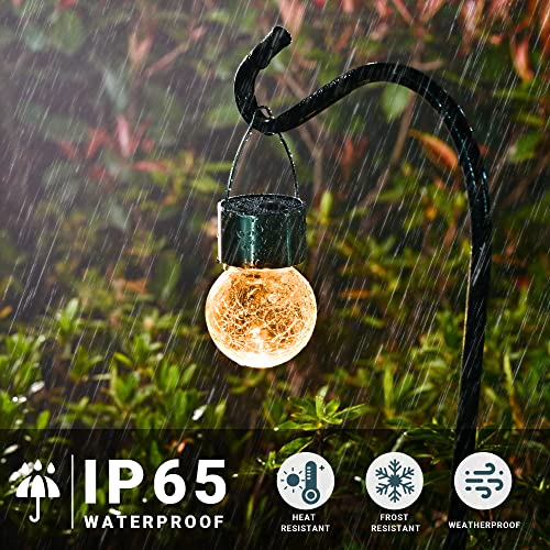 Solpex Hanging Solar Lights Outdoor, 8 Pack Decorative Cracked Glass Ball Light, Solar Powered Waterproof Globe Lighting, Hanging Globe Solar Lights for Garden, Yard, Patio, Lawn, Flower Bed - Image 4