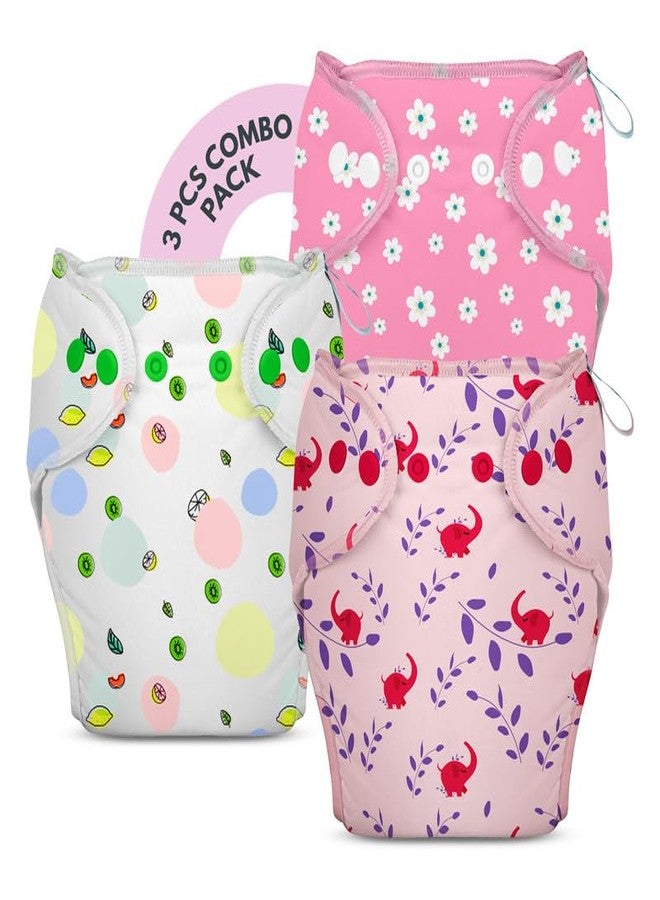 Bumberry New & Improved Smart Nappy For New Born Baby - Combo Of 3 (SM |4-9 months) | Holds Upto 3 Pees With Extra Absorbtion & 100% Leak Protection All in One Cloth Diaper For Just Borns - Kit 1 - Image 1