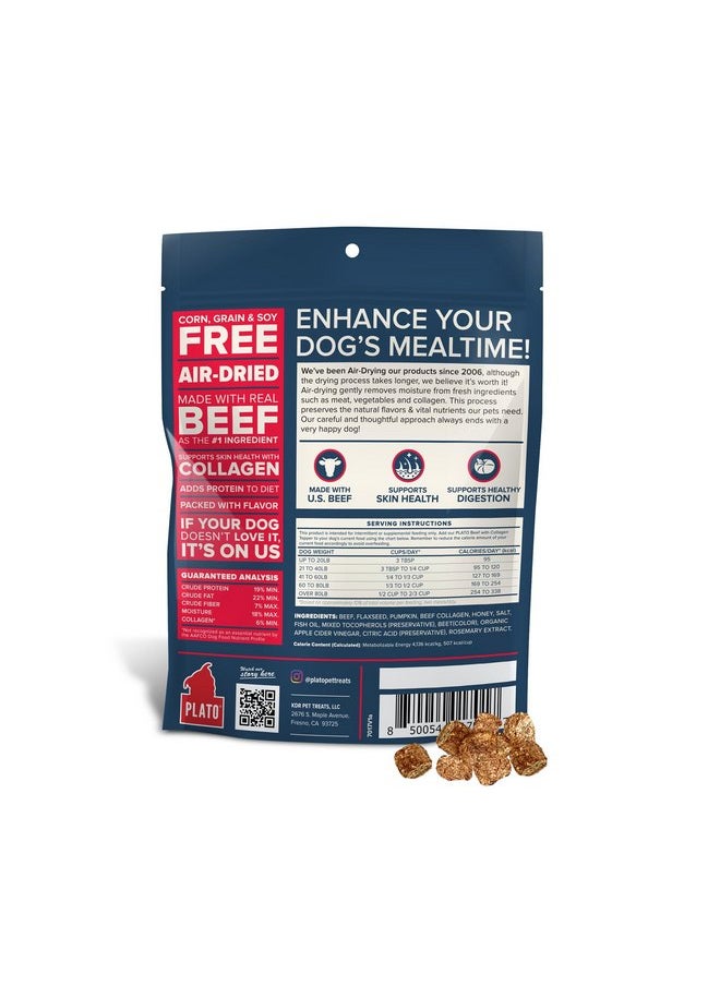 بلاتو طعام الكلاب المجفف بالهواء من PLATO Pet Treats، وصفة لحم البقر والكولاجين، غذاء خارق، خالٍ من الحبوب، صنع في الولايات المتحدة الأمريكية، 5.5 أونصة  - Image 2