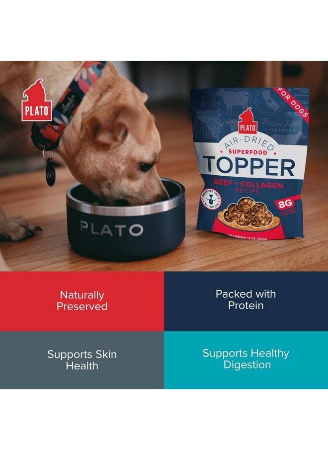 بلاتو طعام الكلاب المجفف بالهواء من PLATO Pet Treats، وصفة لحم البقر والكولاجين، غذاء خارق، خالٍ من الحبوب، صنع في الولايات المتحدة الأمريكية، 5.5 أونصة  - Image 5