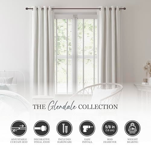 Kenney Glendale Knob Window Curtain Rod, Adjustable 28-48 Inch, Cocoa Brown - Image 2