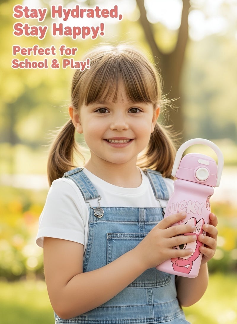 Lucky 600ml Kids Water Bottle – Double-Walled Insulated, Keeps Drinks Hot & Cold, Cute Design with Comfortable Handle. - Image 4