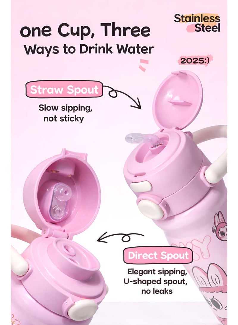 Lucky 600ml Kids Water Bottle – Double-Walled Insulated, Keeps Drinks Hot & Cold, Cute Design with Comfortable Handle. - Image 3