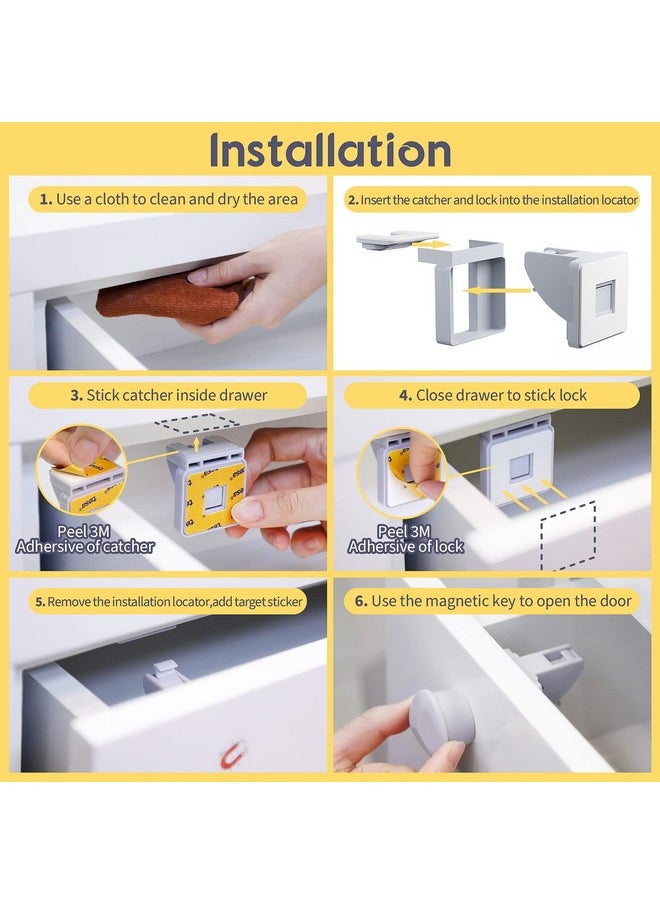 TYRY.HU - Upgraded Child Safety Magnetic Cabinets Locks(10 Locks+2 Key) For Kitchen Cupboards & Drawer,Invisible Baby Proofing Child Safety Locks With Key-No Drilling Or Tools Required,Easy Installation - Image 1