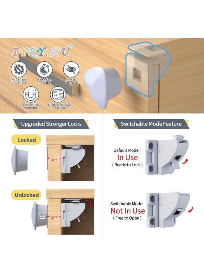 TYRY.HU - Upgraded Child Safety Magnetic Cabinets Locks(10 Locks+2 Key) For Kitchen Cupboards & Drawer,Invisible Baby Proofing Child Safety Locks With Key-No Drilling Or Tools Required,Easy Installation - Image 1