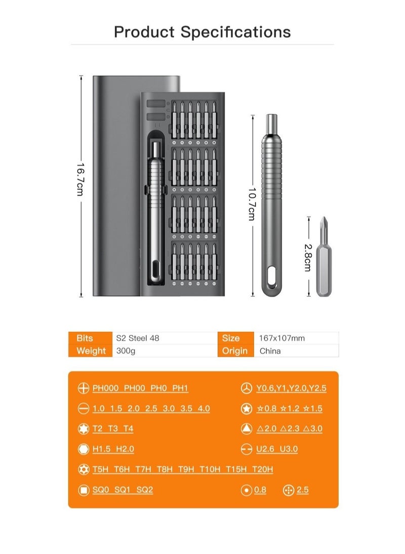 Mini Screwdriver 51-in-1 Laptop Camera Precision Screwdriver Kit, Magnetic Bits Aluminum Box Screw Driver Smart Tool Set  - Image 5