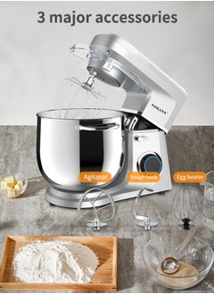 sokany Electric Stand Mixer, 6-Speeds Kitchen Machine 1700W with 11L Stainless Steel Bowl, Y-Stirrer, Egg-Beater, Dough Hook Silver  - Image 3