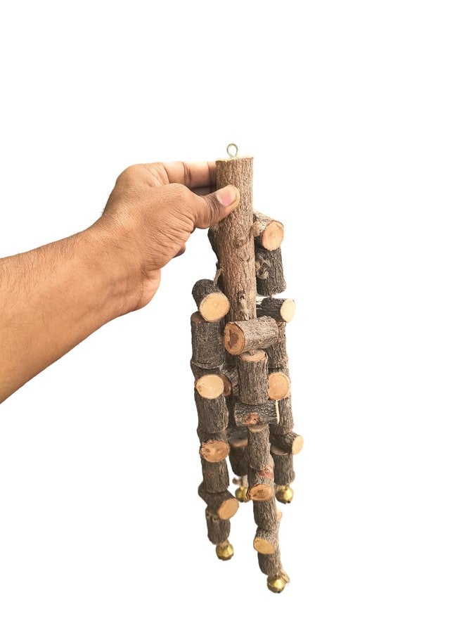 RUKDA® Premium Natural Neem Wood Parrot Chewing Toy - 100% Non-Toxic & Edible Bird Treat for Conures, African Greys, Macaws, Cockatoos, Amazons, & Eclectus - Durable Foraging with Bells - Image 4