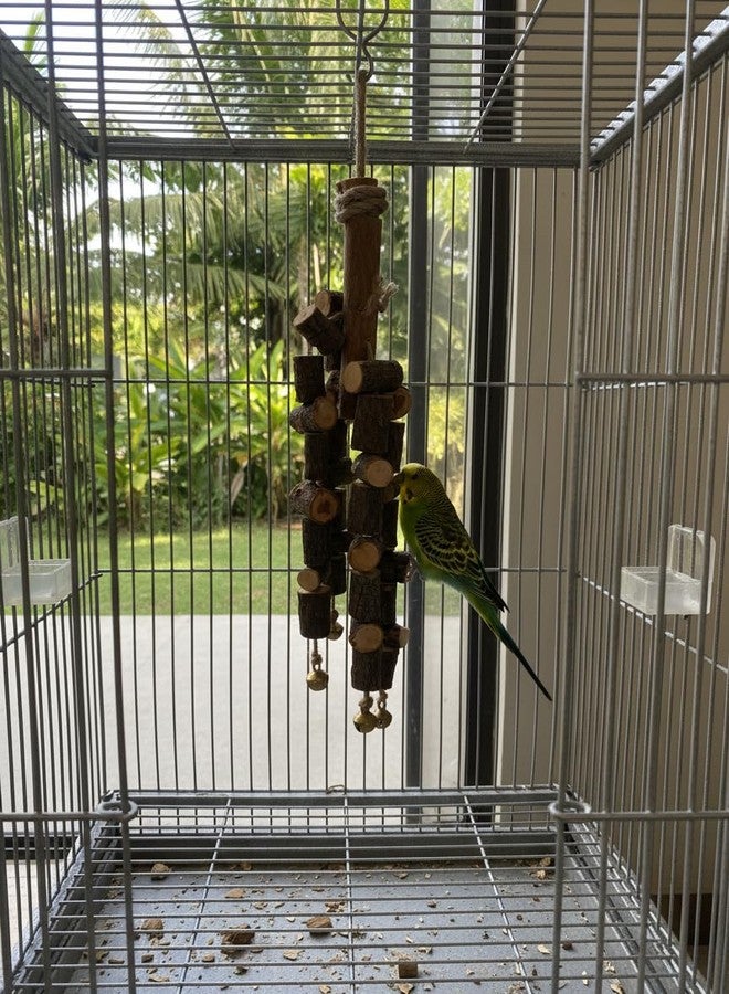 RUKDA® Premium Natural Neem Wood Parrot Chewing Toy - 100% Non-Toxic & Edible Bird Treat for Conures, African Greys, Macaws, Cockatoos, Amazons, & Eclectus - Durable Foraging with Bells - Image 3
