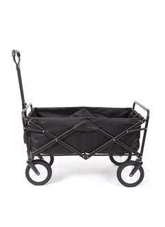 A cart with adjustable handles that folds into a lightweight outdoor four-wheeled cart cart