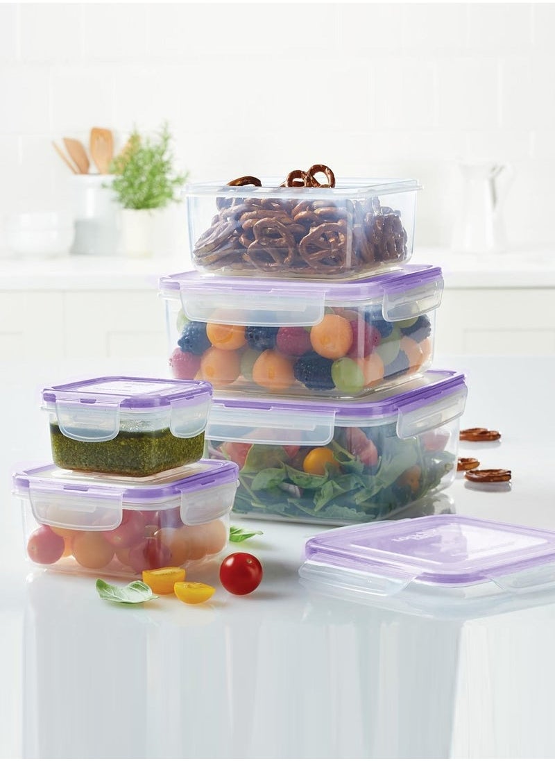 CATANES Set of 5 Nesting Food Storage Containers - Reusable, BPA Free Plastic, Snap Lock Lids With a Leakproof Silicone Seal. Great for Snacks, Soup, Fruit, Salad and Food Storage  - Image 2