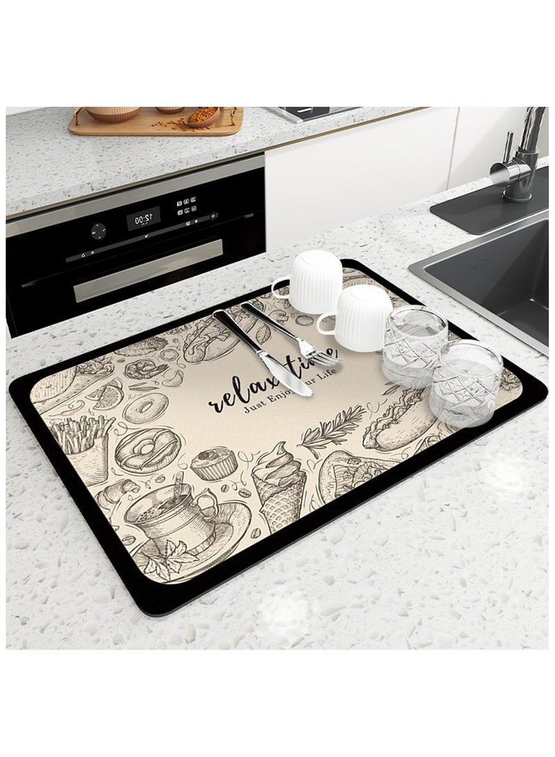 AL RAID Coffee Maker Mat Coffee Machine Absorbent Mat 5 Seconds Kitchen Dishes Bar Table Drain Pad Water Cup Drying Pad Dining Table Table Top Wash-Free Heat Insulation Pad Durable (40 * 60CM) - Image 1