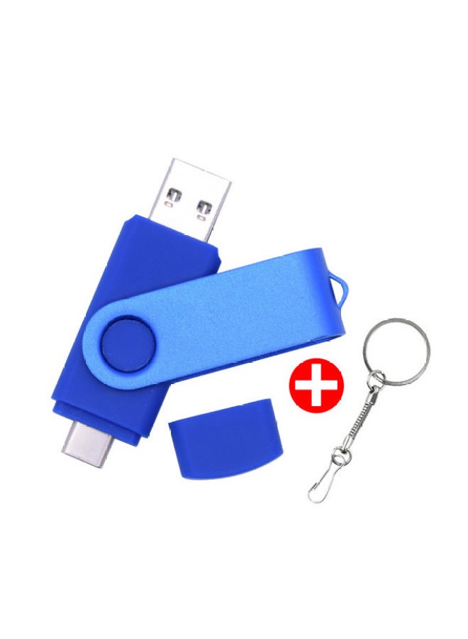 TYPE-C Mobile Phone U Disk OTG Rotating U Disk Can Be Fixed LOGO U Disk 8G16G32G64G128G Gift U Disk-color:blue-capacity:3.0 128GB - Image 1