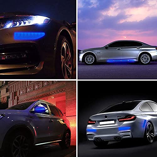 US1984 Car High Intensity Reflective Sticker Warning Safety Reflector Strips Universal Car Truck Bumper Reflective Stickers 5 pcs Set - 90x3.5 cm (Blue) - Image 3