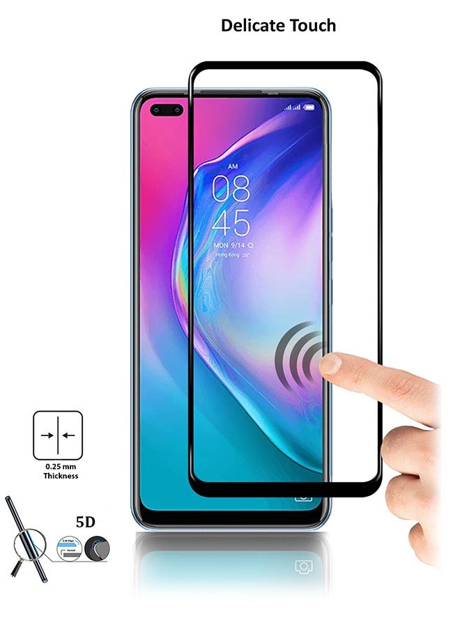 دبليو تيك واقي شاشة زجاجي مقاوم للكسر 5D من Wtech لـ Tecno Camon 16 Pro - شفاف / أسود - Image 3