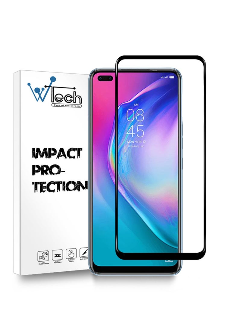 دبليو تيك واقي شاشة زجاجي مقاوم للكسر 5D من Wtech لـ Tecno Camon 16 Pro - شفاف / أسود - Image 1