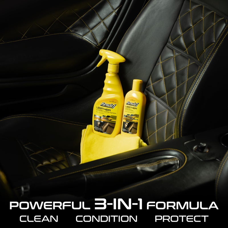 Formula 1 Leather Cleaner and Conditioner Spray with Natural Oils for Car Interior, Shoes, Auto Upholstery Cleaner to Restore Shine & Protect,16oz - Image 3