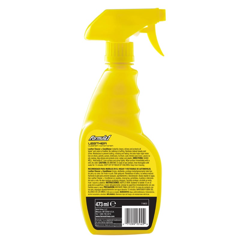Formula 1 Leather Cleaner and Conditioner Spray with Natural Oils for Car Interior, Shoes, Auto Upholstery Cleaner to Restore Shine & Protect,16oz - Image 2