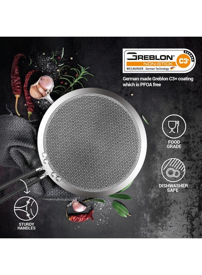 MILTON Pro cook Triply Hexa Tech Induction Stainless Steel Concave Tawa, 26 cm, Silver, Honeycomb Non-Stick Structure, Sturdy Handle, Food Grade, Flame & Hot Plate Safe, Metal Spoon Friendly - Image 4