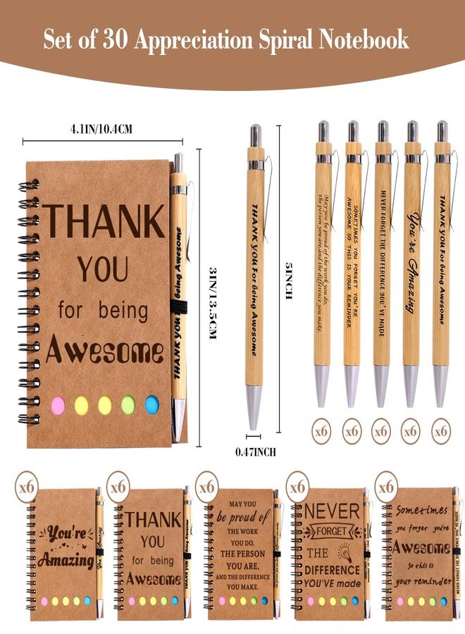 BHHQHH 30 Sets Employee Appreciation Gifts Bulk Team College Graduate Thank You Gifts Inspirational Spiral Notebook with Sticky Note Motivational Bamboo Ballpoint Pens for Nurse Teacher Employees Coworker - Image 3