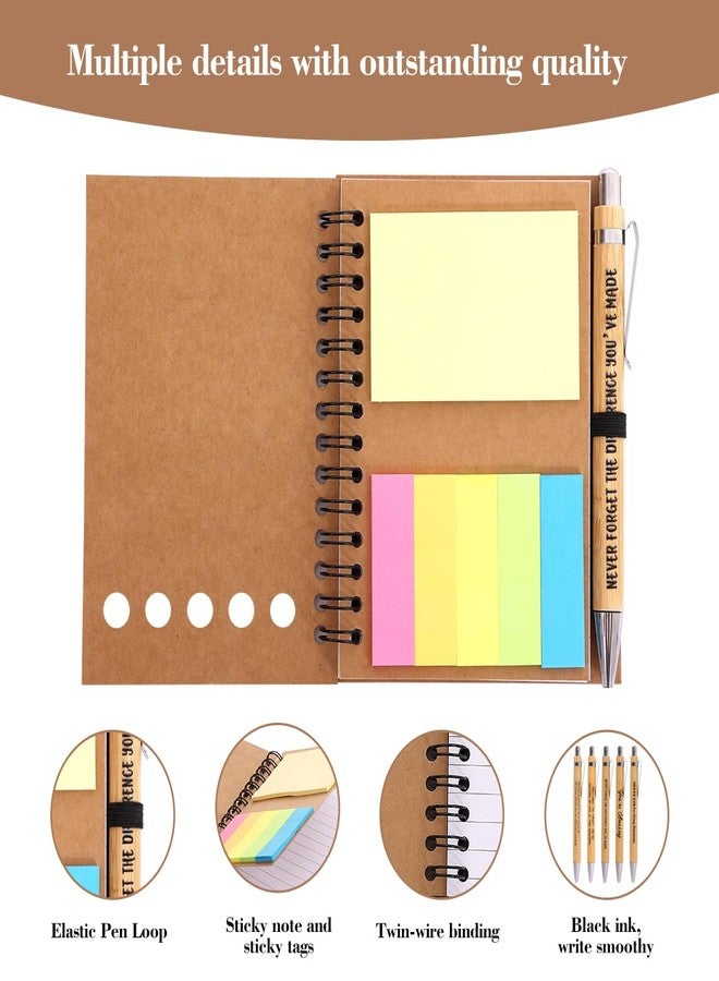 BHHQHH 30 Sets Employee Appreciation Gifts Bulk Team College Graduate Thank You Gifts Inspirational Spiral Notebook with Sticky Note Motivational Bamboo Ballpoint Pens for Nurse Teacher Employees Coworker - Image 4