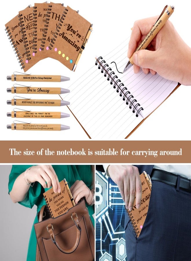 BHHQHH 30 Sets Employee Appreciation Gifts Bulk Team College Graduate Thank You Gifts Inspirational Spiral Notebook with Sticky Note Motivational Bamboo Ballpoint Pens for Nurse Teacher Employees Coworker - Image 5
