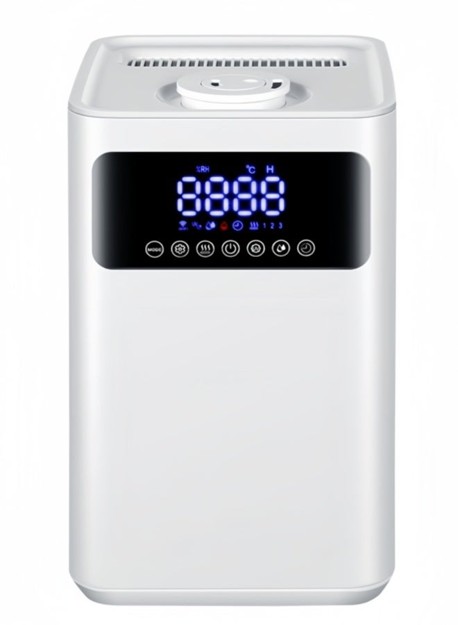 ET-LIFE Air Humidifier -  Cool/Warm Mist Humidifier, Large 6L Capacity, Rooms up to 50 m², 400 ml/h Humidification Rate, Aroma Tray for Oils, UV Sterilization- HX-03 White - Image 1