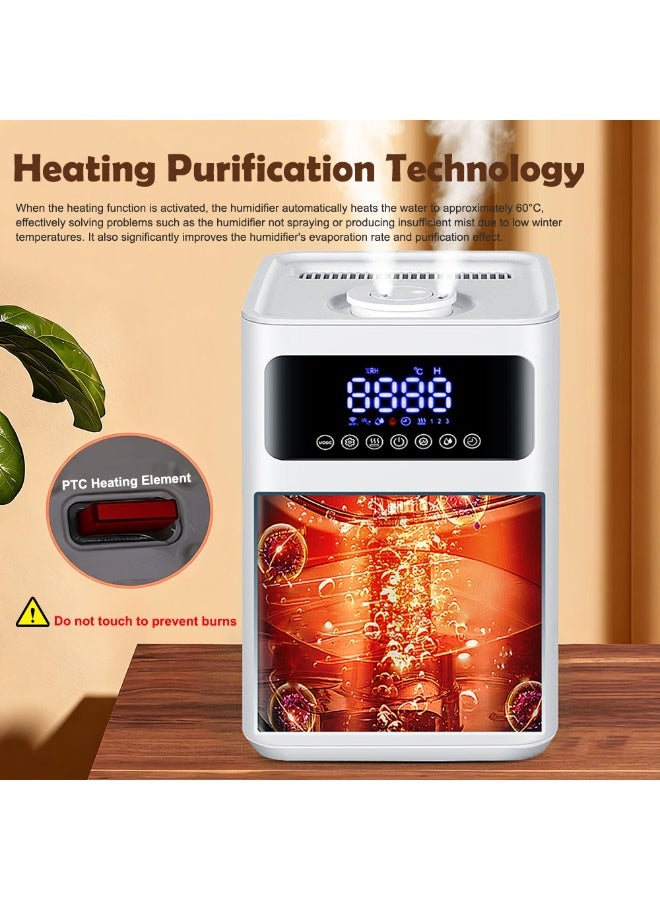 ET-LIFE Air Humidifier -  Cool/Warm Mist Humidifier, Large 6L Capacity, Rooms up to 50 m², 400 ml/h Humidification Rate, Aroma Tray for Oils, UV Sterilization- HX-03 White - Image 4