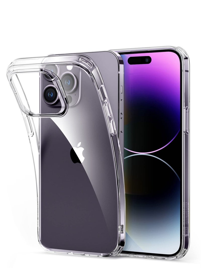 glassology iPhone 14 Pro 6.1 Inch Ultra Slim Case, Soft TPU Material with 4 Corners Bumper, Shockproof Protection Anti-Scratch Anti-Drop ClearTPU Clear Case with Tempered Glass screen protector  - Image 2