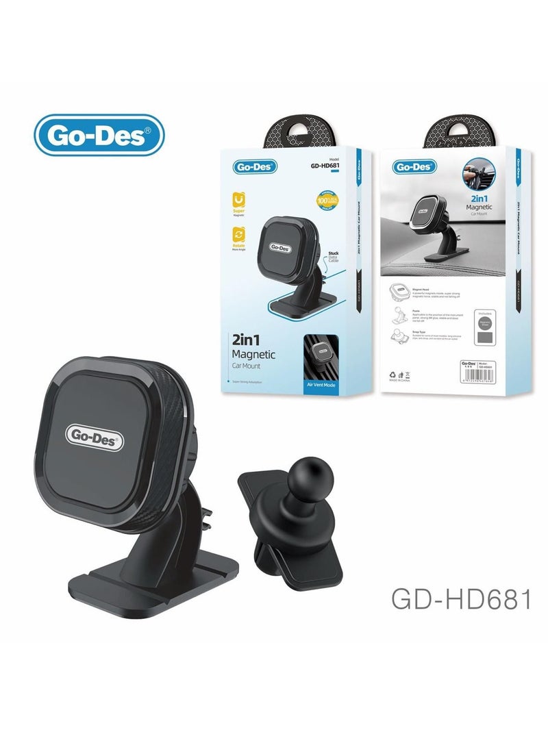 GO-DES GD-HD681 GO-DES 2IN1 MAGNETIC CAR MOUNT - Image 1